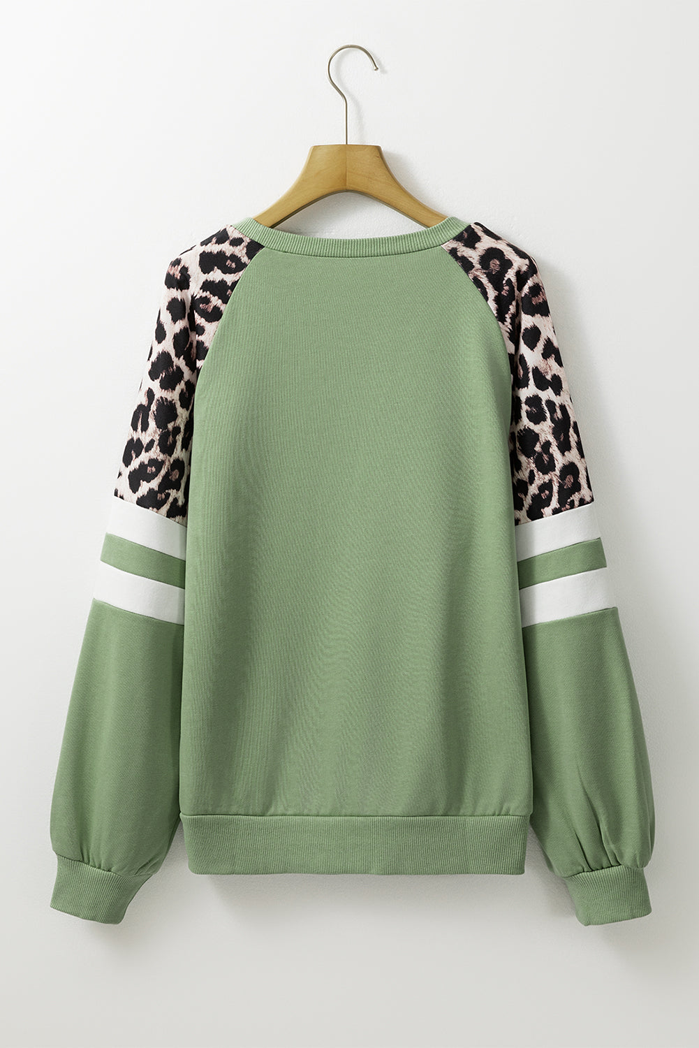 Leopard Print Colorblock Raglan Sleeve Sweatshirt