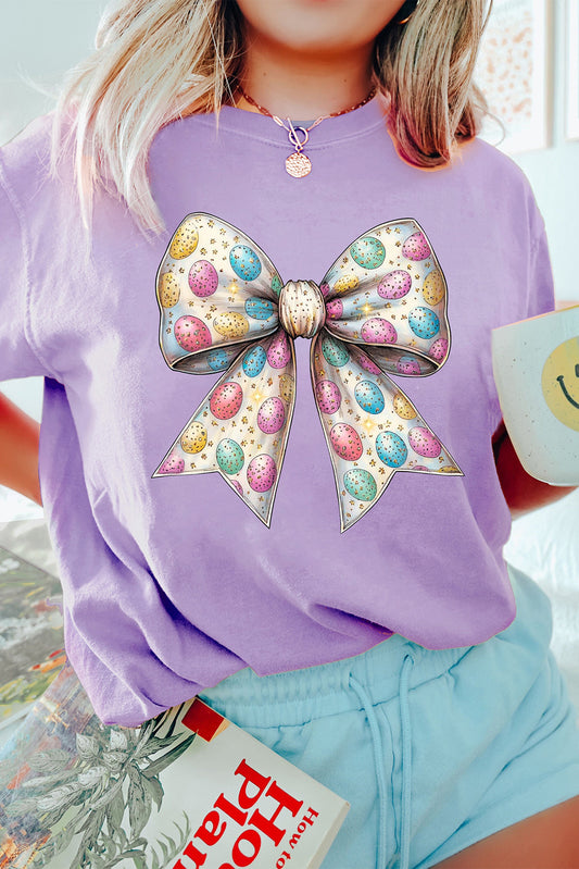 Pastel Easter Egg Bow Graphic Tee