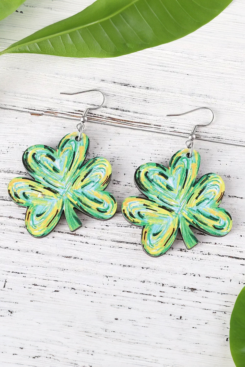 St. Patrick’s Day Painted Shamrock Dangle Earrings