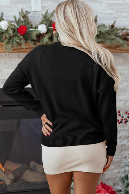 Merry Christmas Dolman Sleeve Sweater with Colorful Dots