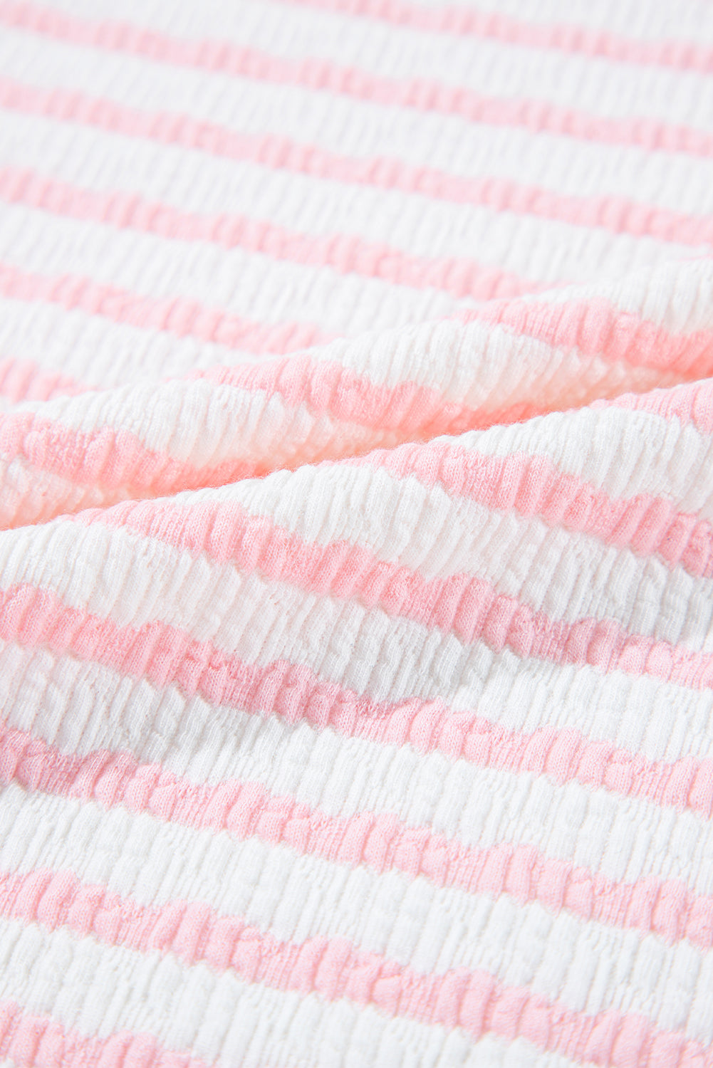 Pink Stripe Textured Knit Lounge Set Drawstring Shorts