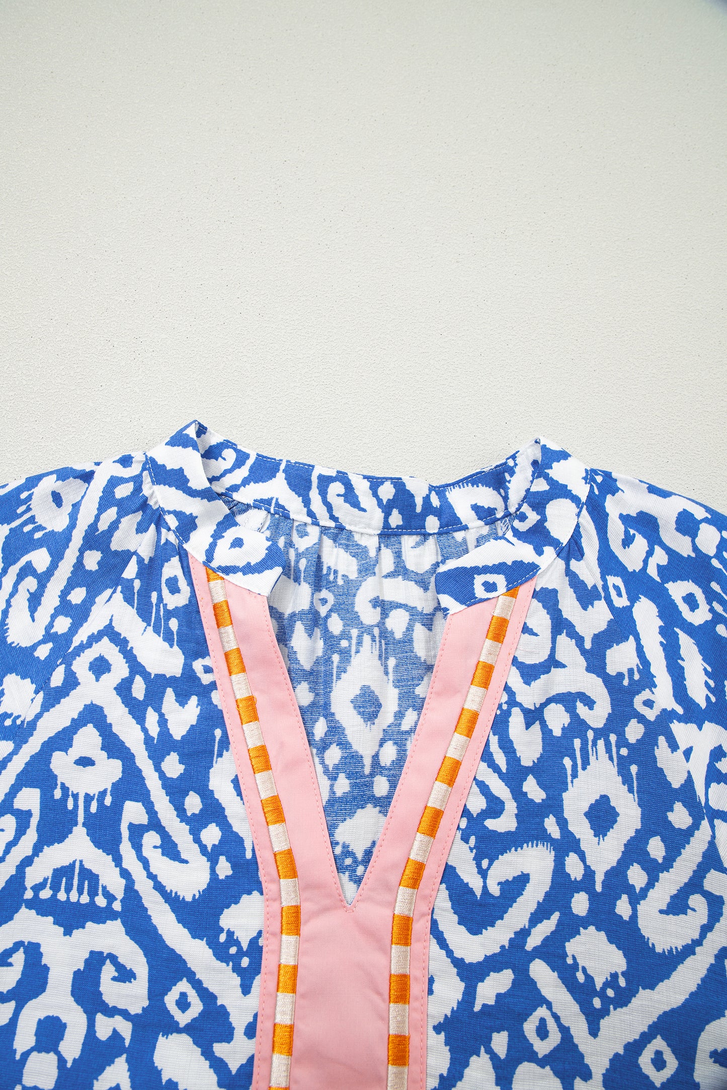 Boho Ikat Print V Neck Shift Dress Summer Mini Dress