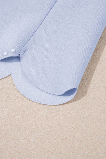 Scalloped Hem Puff Sleeve Lounge Set Casual Two Piece