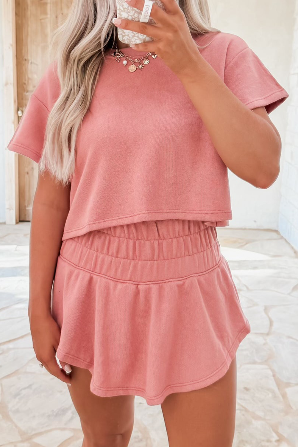 Cropped Tee Ruffle Skort 2 Piece Lounge Set Summer