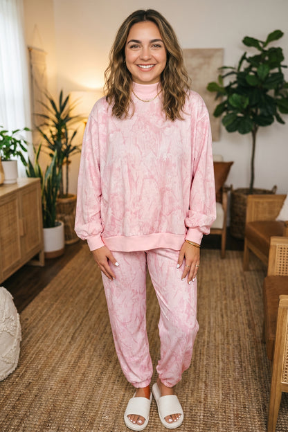 Gray Camo Print Oversized Sweatshirt Pants Set