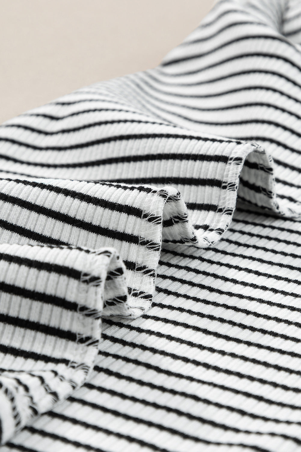 Striped Ribbed Knit Sleeveless High Neck Tank Top