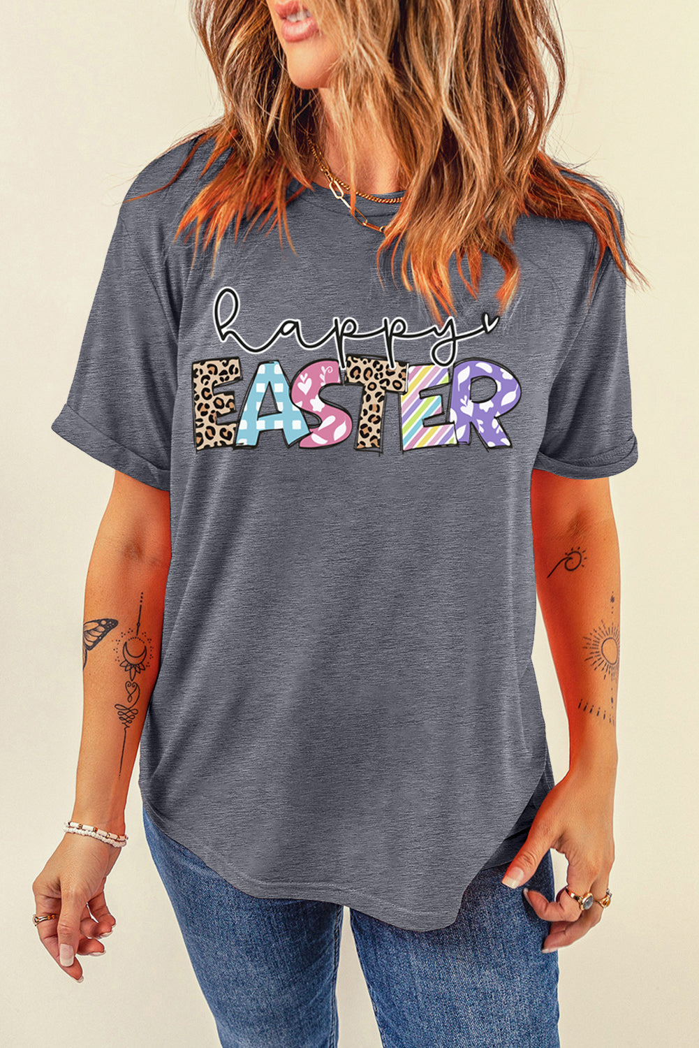 Happy EASTER Graphic Casual Crewneck Spring T Shirt