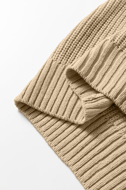 Light French Beige Contrast Short Sleeve Patchwork Sweater