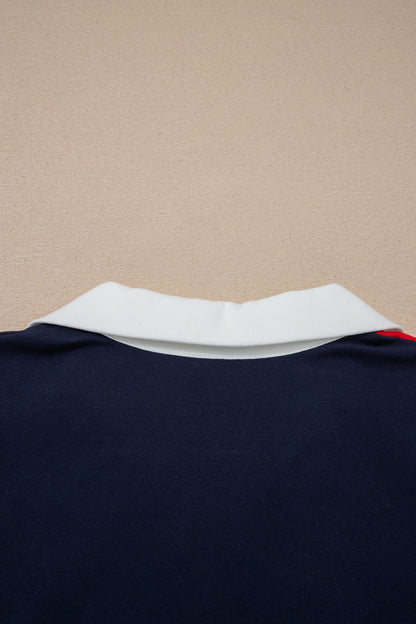 Americana Colorblock Zip Collar Flag Day Dress Independence