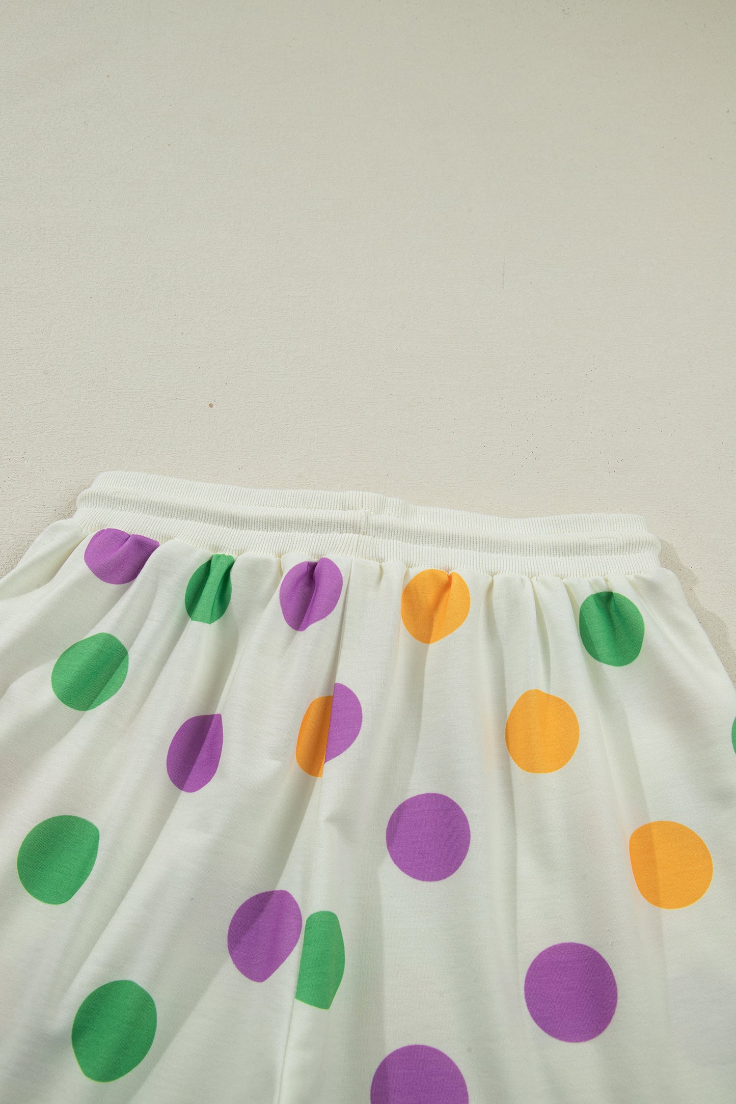 Pink Polka Dot Drop Shoulder Pullover Shorts Set