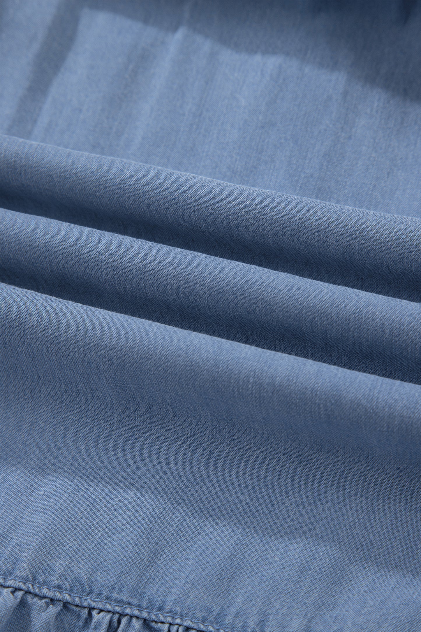 Blue Tiered Denim Maxi Skirt Elastic Waist Casual Summer