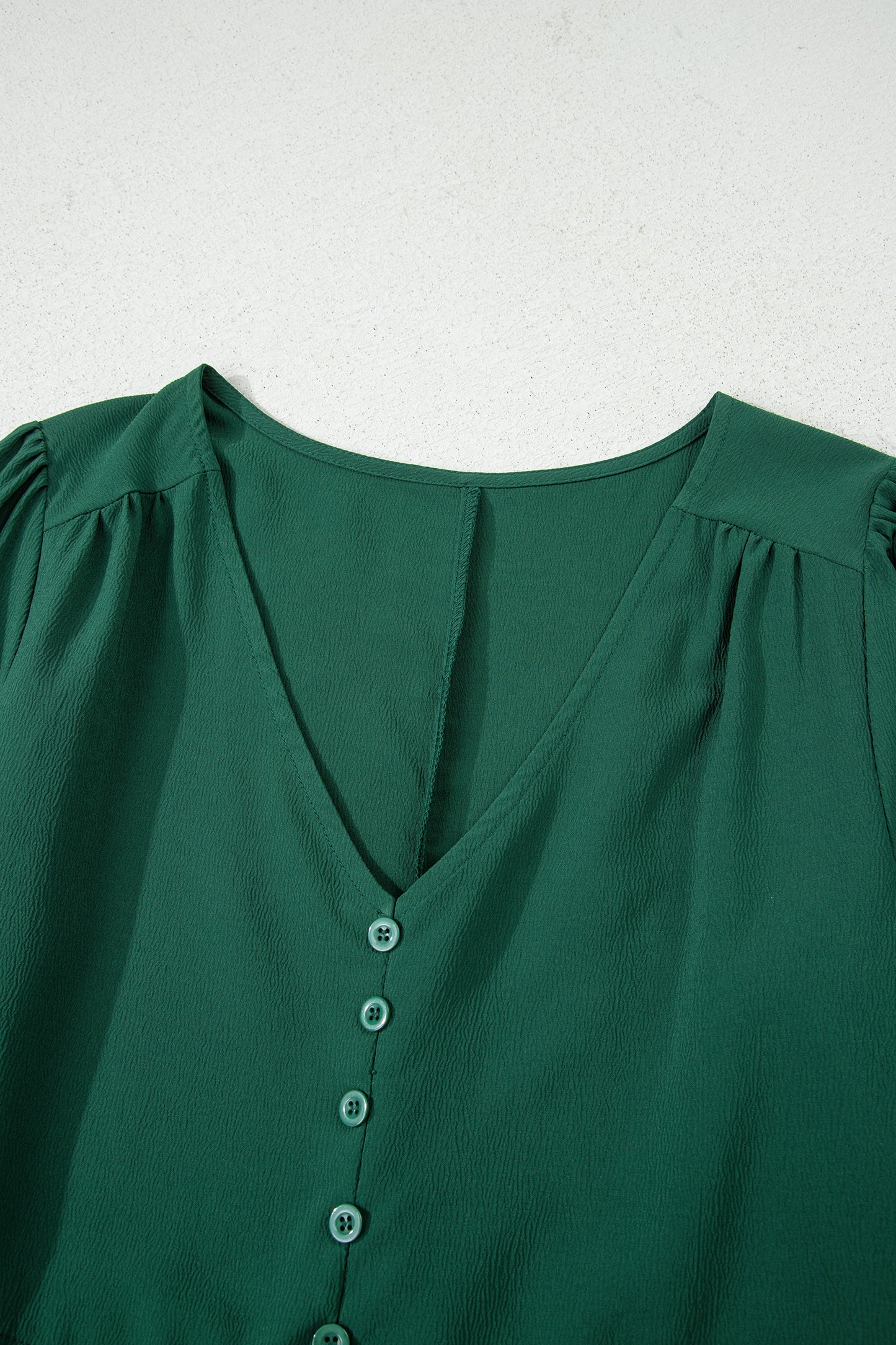 Chestnut Solid Long Sleeve Button V Neck Tiered Maxi Dress