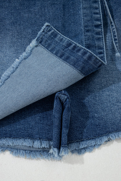 Denim Wrap Mini Skirt Women Tie Waist Casual Summer