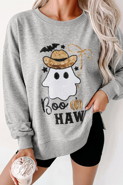 Halloween Western Ghost Sequin Graphic Sweatshirt