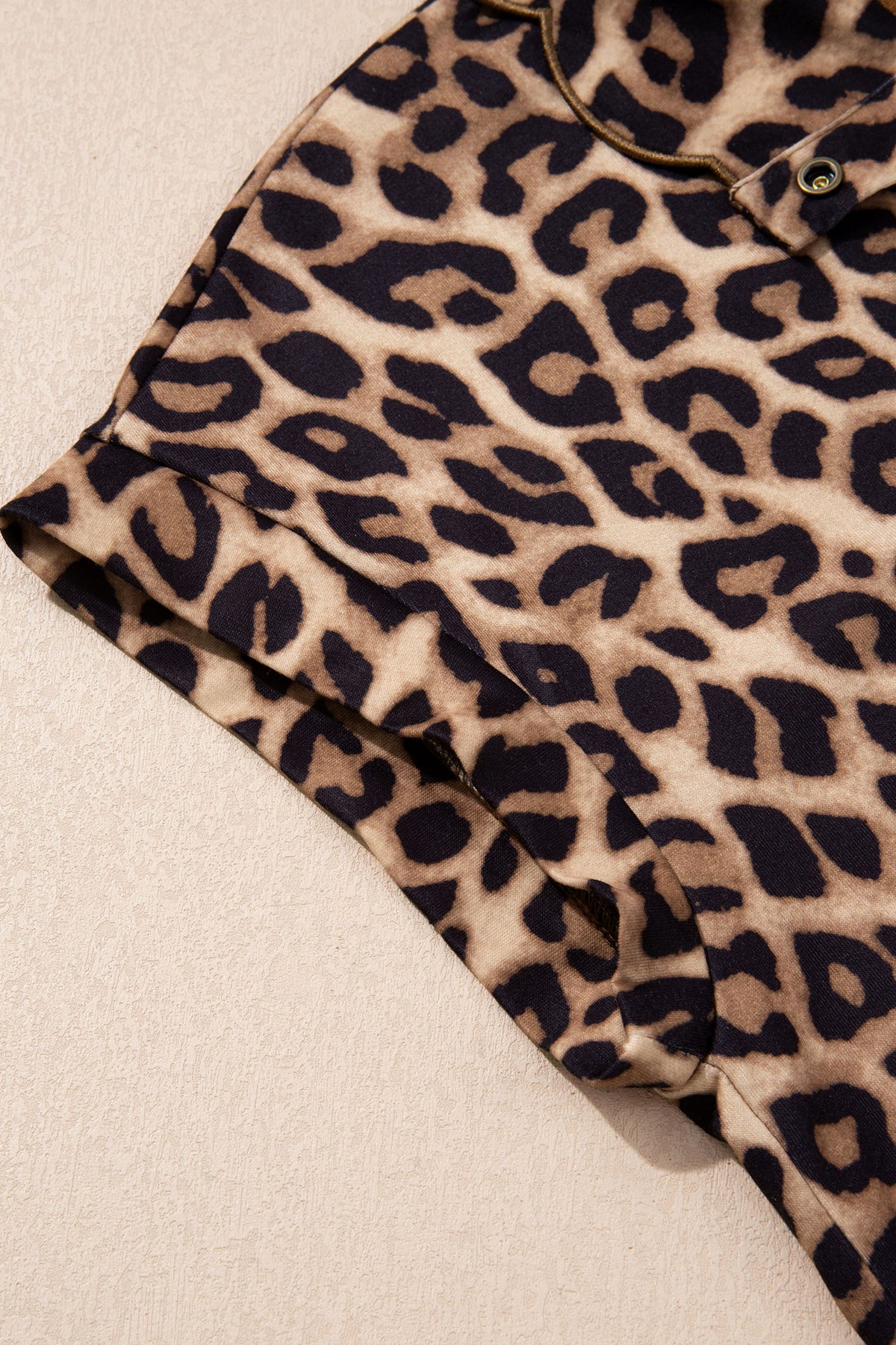 Leopard Print V Neck Mini Dress Loose Short Sleeve