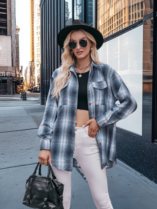 Casual Fashion Plaid Shirt in Oversized Loose Fit for Fall and Winter