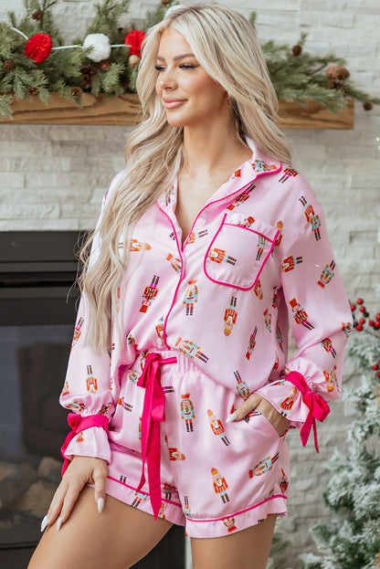 Print Silky 2pcs Christmas Pajama Set