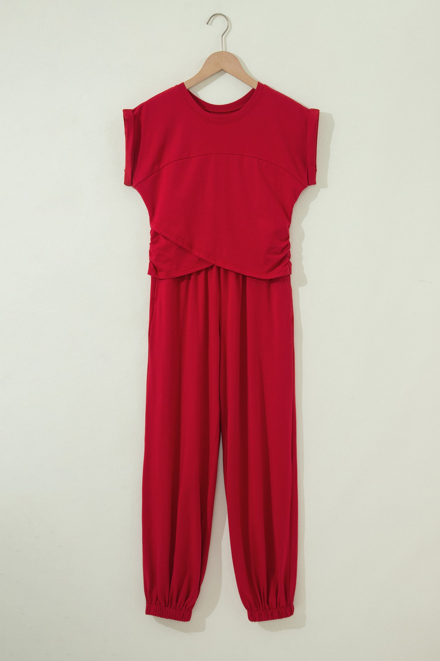 Women Short Sleeve Top Jogger Set Casual Summer Outfit