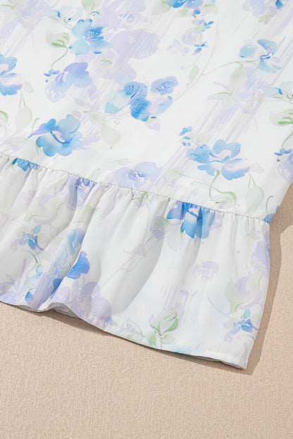 Easter Blue Floral Smocked Maxi Dress