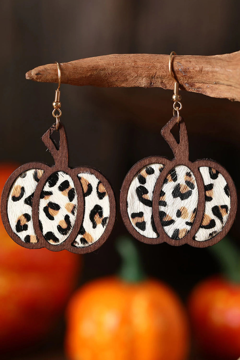 Colorful Pumpkin Animal Print Drop Earrings for Fall