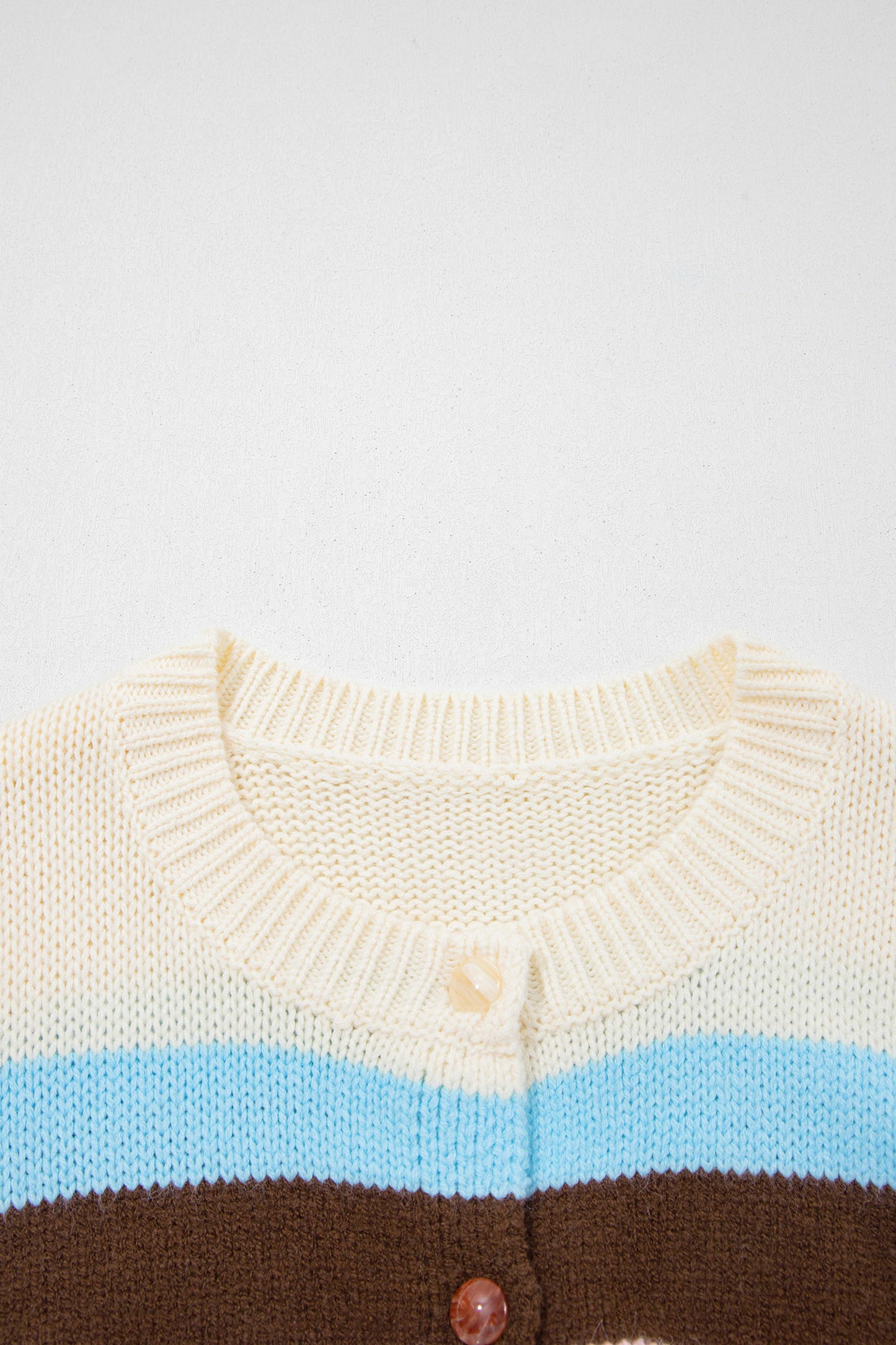 Multicolor Striped Colorblock Drop Shoulder Knit Cardigan
