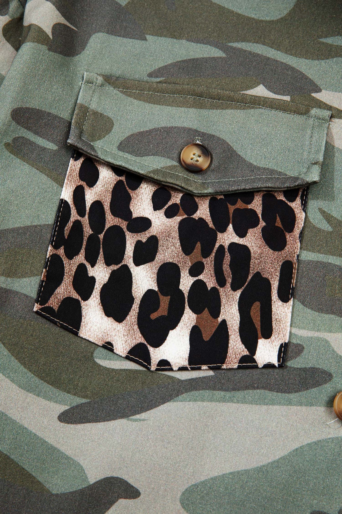 Camo Leopard Patchwork Military Crop Jacket