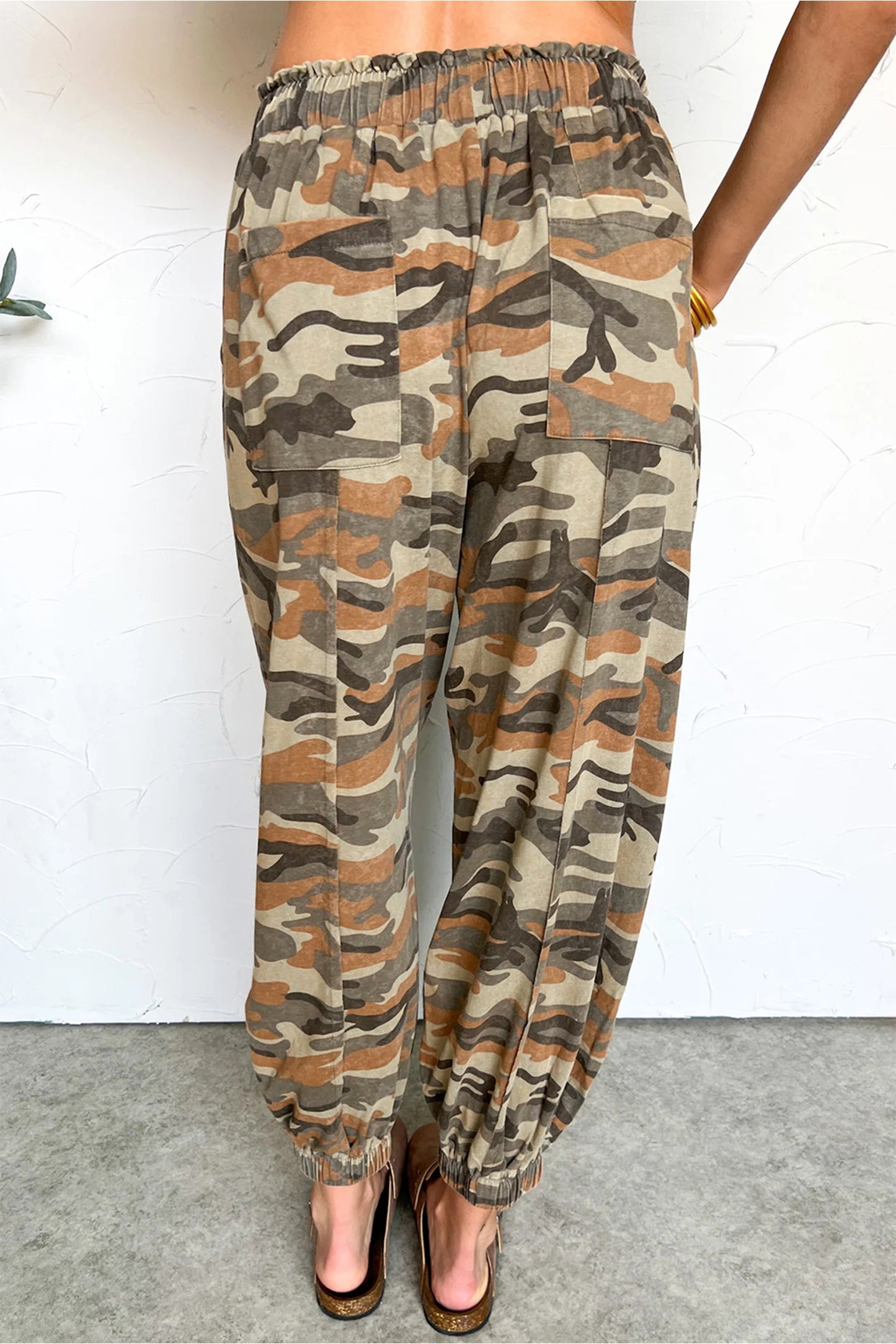Camo Print Drawstring Elastic Waist Jogger Pants