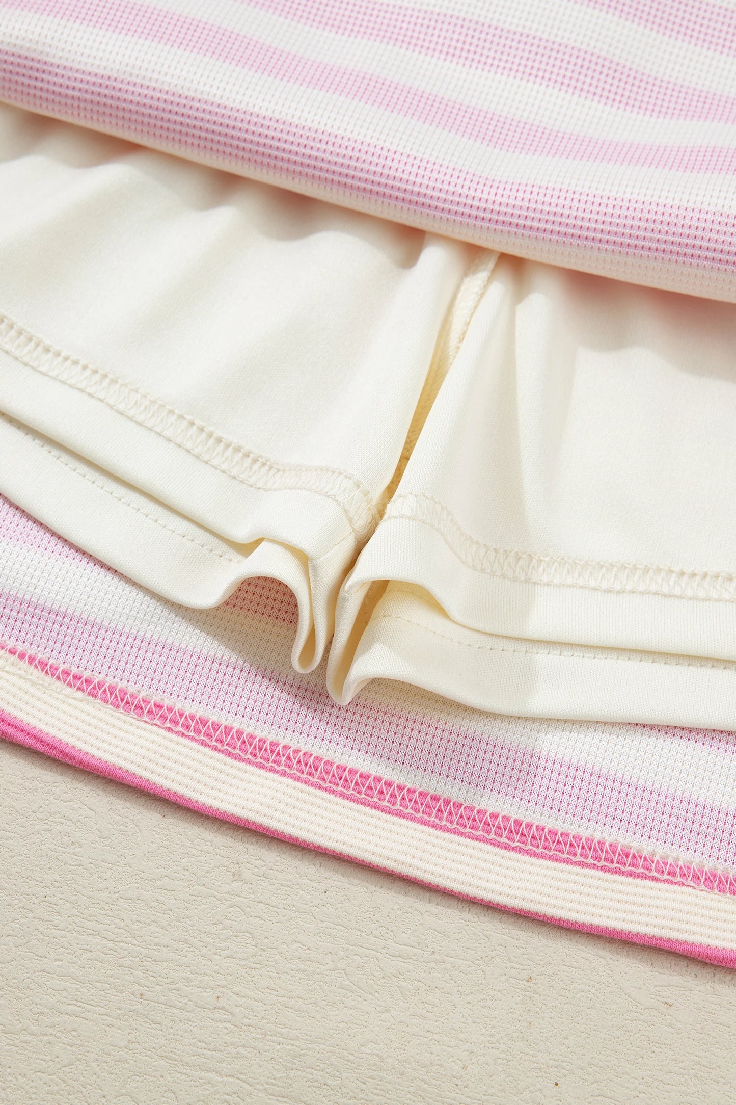 Striped Zip Collar Sleeveless Skort Set Casual Outfit