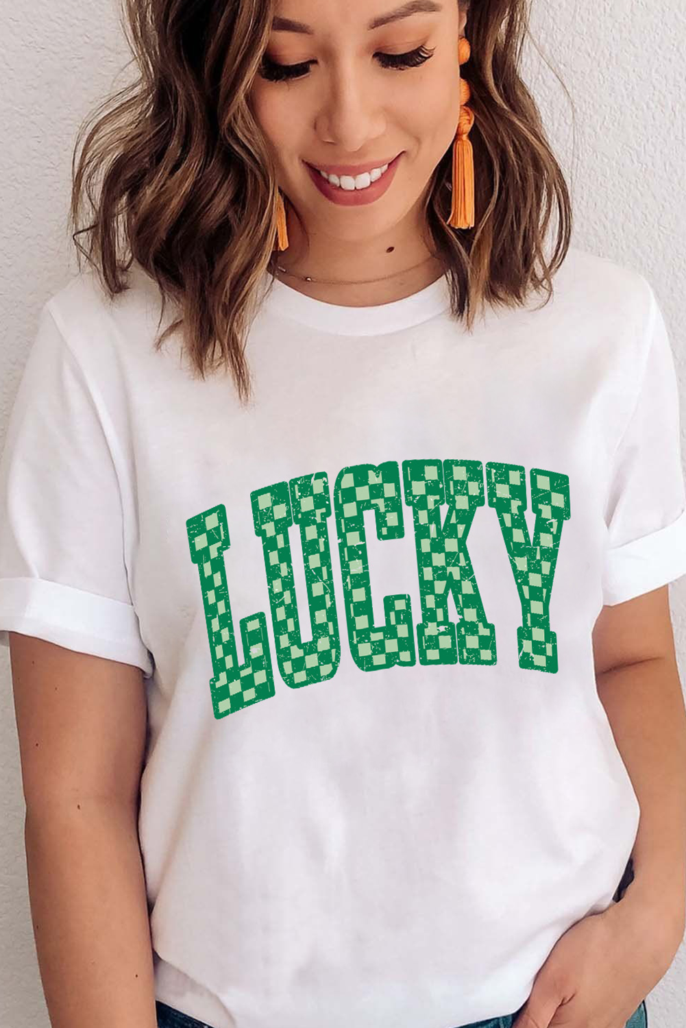 St. Patrick’s White Lucky Checkerboard Graphic Tee
