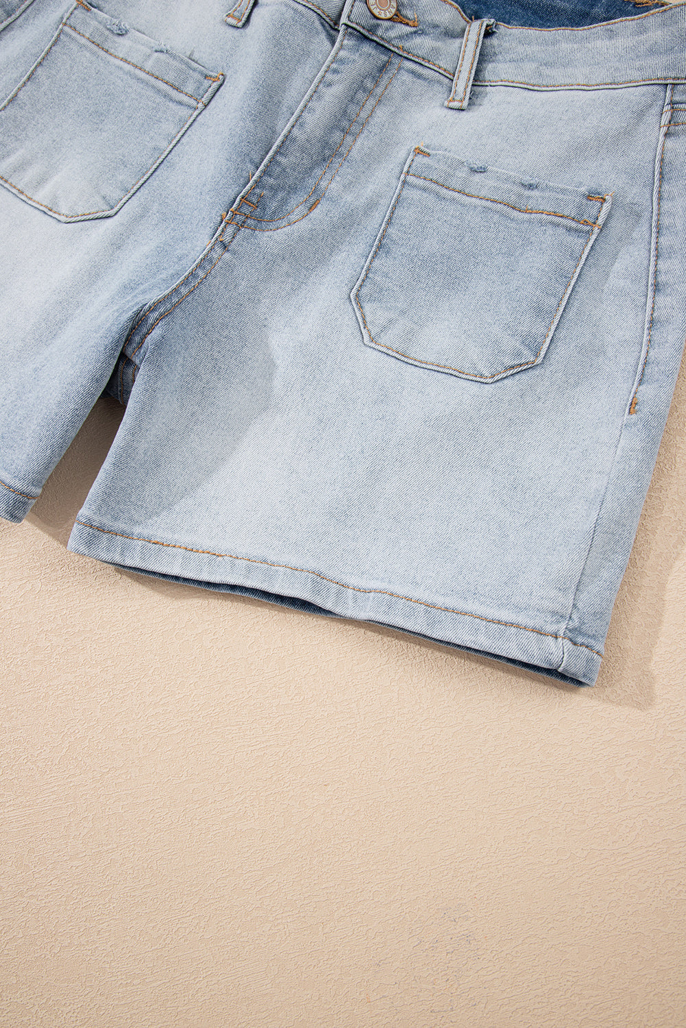 Light Wash High Waisted Denim Shorts with Pockets