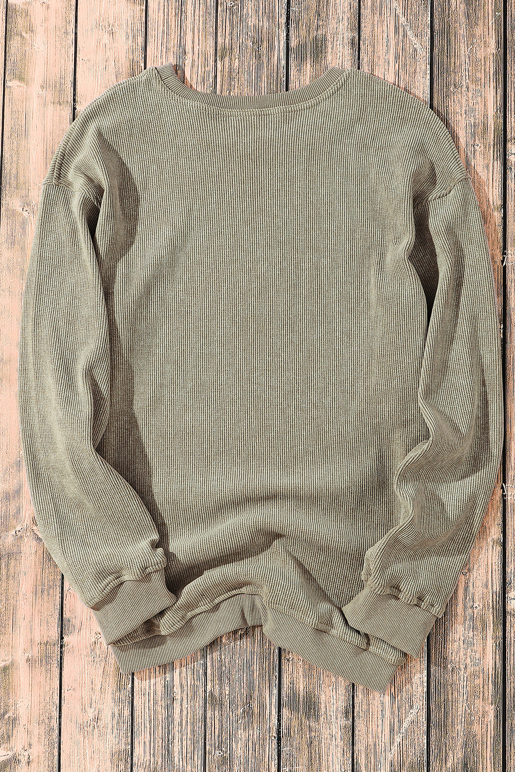 Black Ribbed Knit Crew Neck Oversized Sweatshirt
