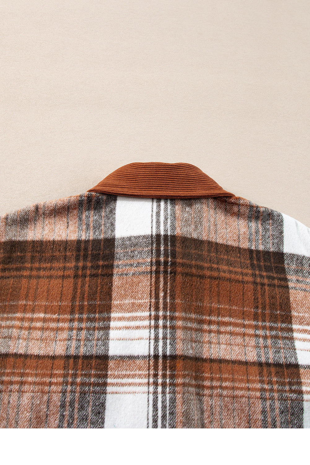 Light Pink Plaid Corduroy Patchwork Pocket Shacket