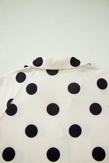 Green Polka Dot Lounge Set V Neck Tee and Shorts