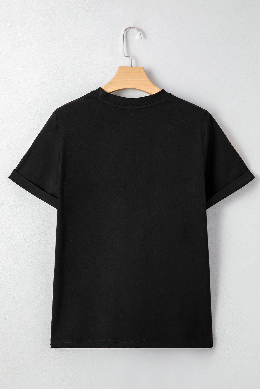 Women's Black Sequin Pumpkin Halloween T-Shirt
