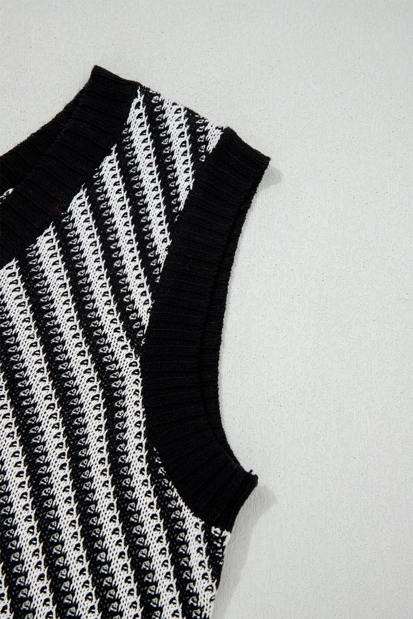 Strawberry Pink Contrast Chevron Knit V Neck Sweater Vest