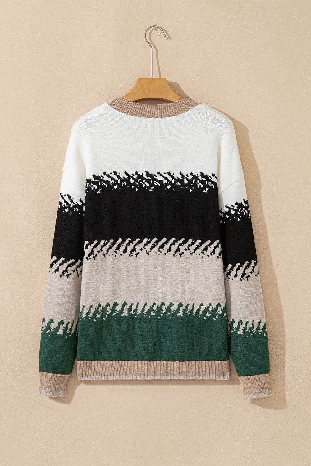 Women's Color Block Knit Sweater with Drop Shoulder Fit