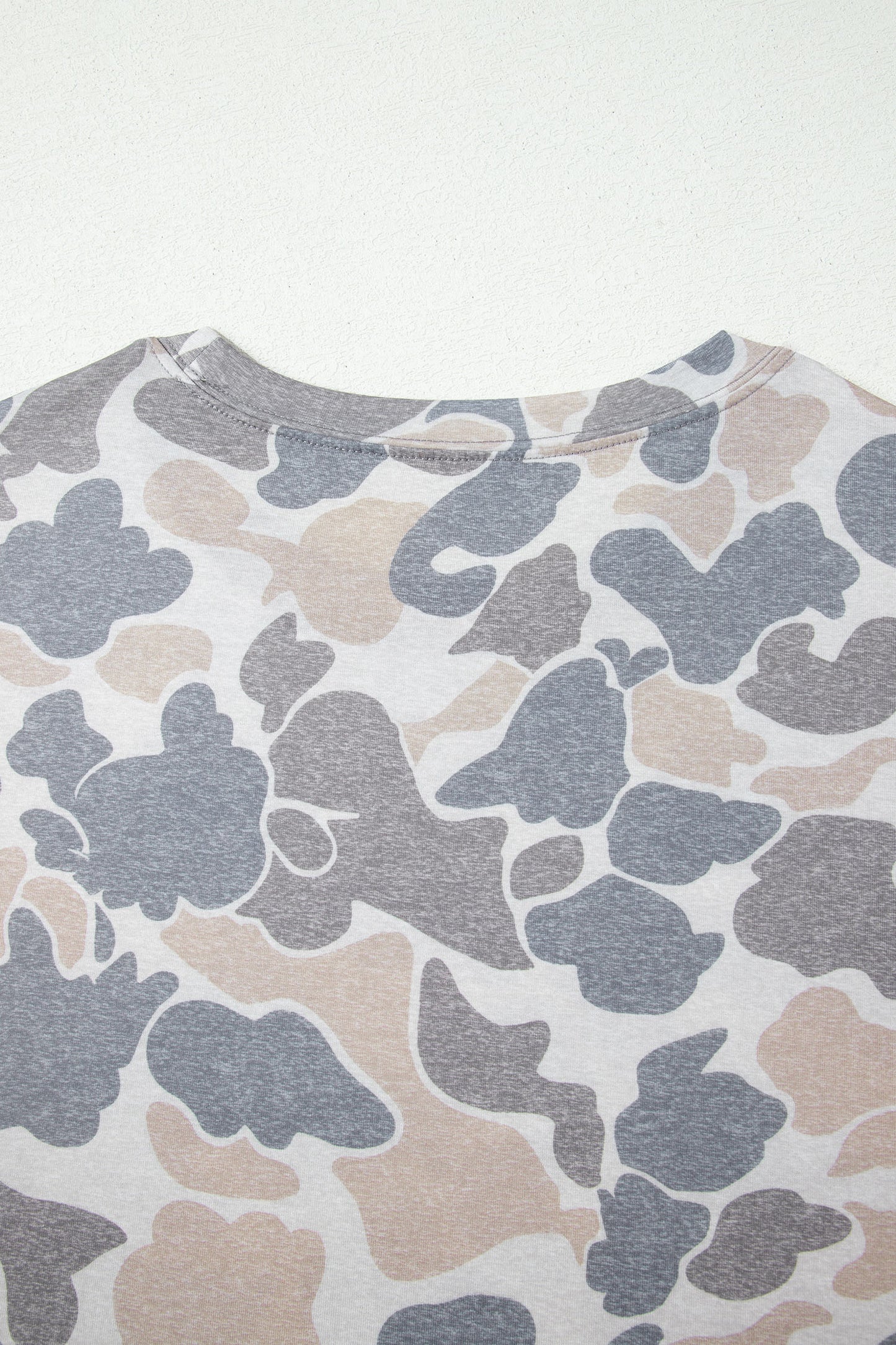 Neutral Camo Oversized Casual Crewneck T Shirt