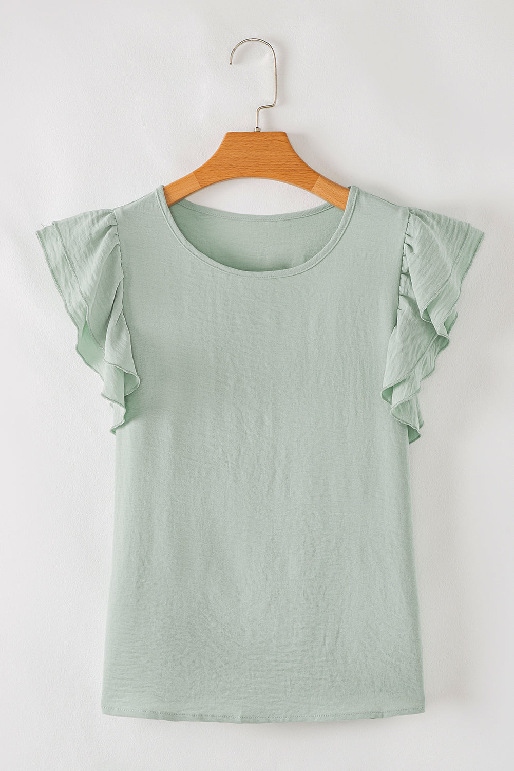 Clearly Aqua Ruffle Sleeve Summer Casual Blouse Top