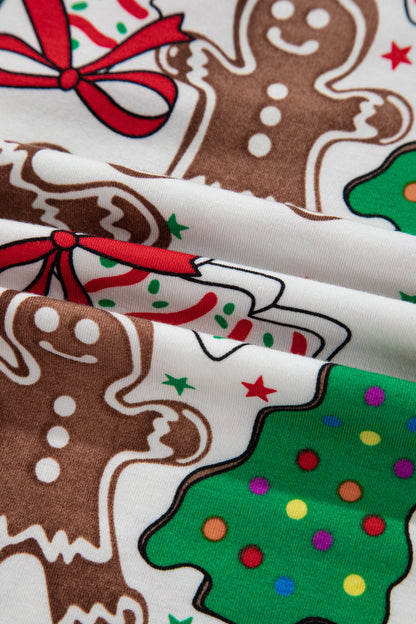 Christmas Tree Print Button Lounge Set for Women 2pcs