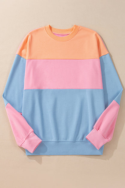 Mauve Colorblock Drop Shoulder Oversized Sweatshirt