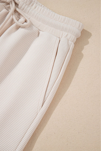 Textured Ruffle Sleeve Solid Color Two-Piece Set