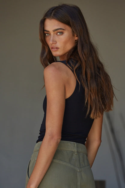 Seamless Double Layer Scoop Neck Sleeveless Tank Top
