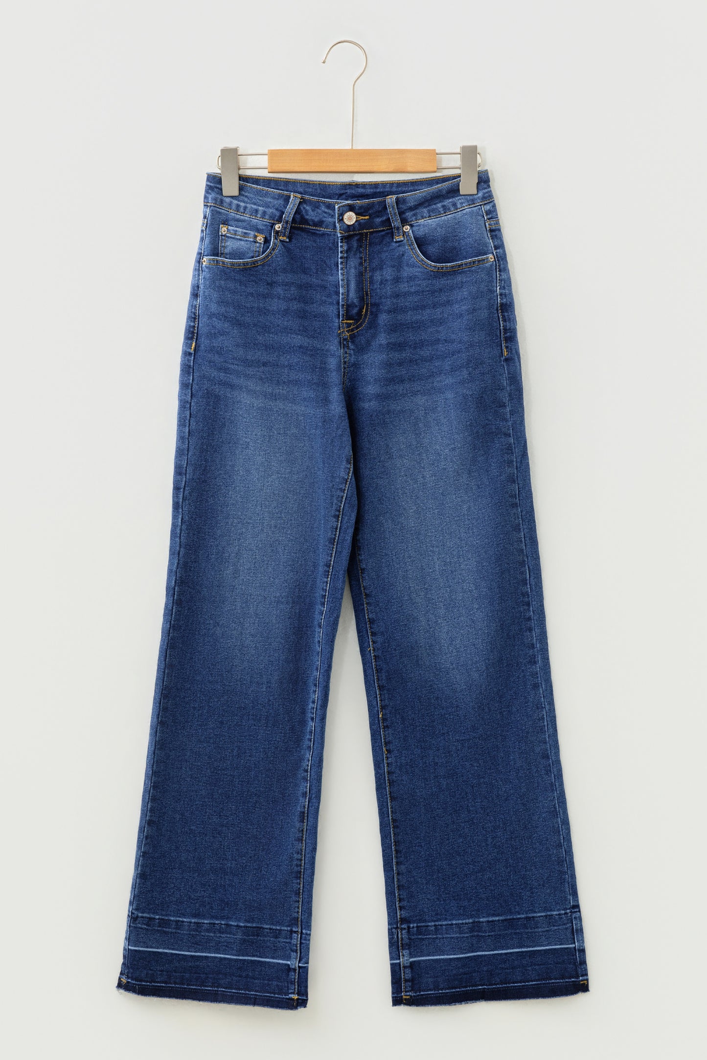 Black Raw Hem Unique Cuffs Straight High Rise Loose Jeans