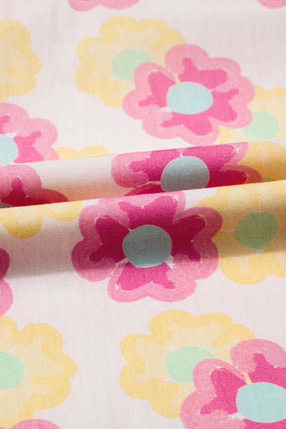 Rose Floral Square Neck Puff Sleeve Babydoll Mini Dress
