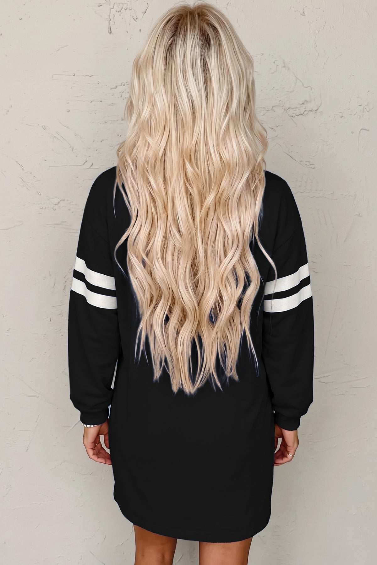 Customizable Varsity Stripe Sleeve Sweatshirt Dress Game Day