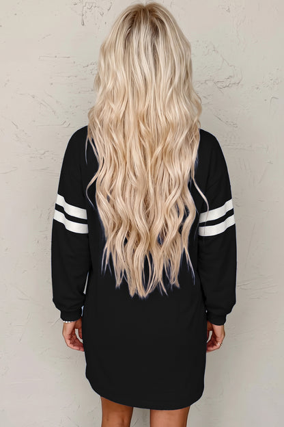 Customizable Varsity Stripe Sleeve Sweatshirt Dress Game Day