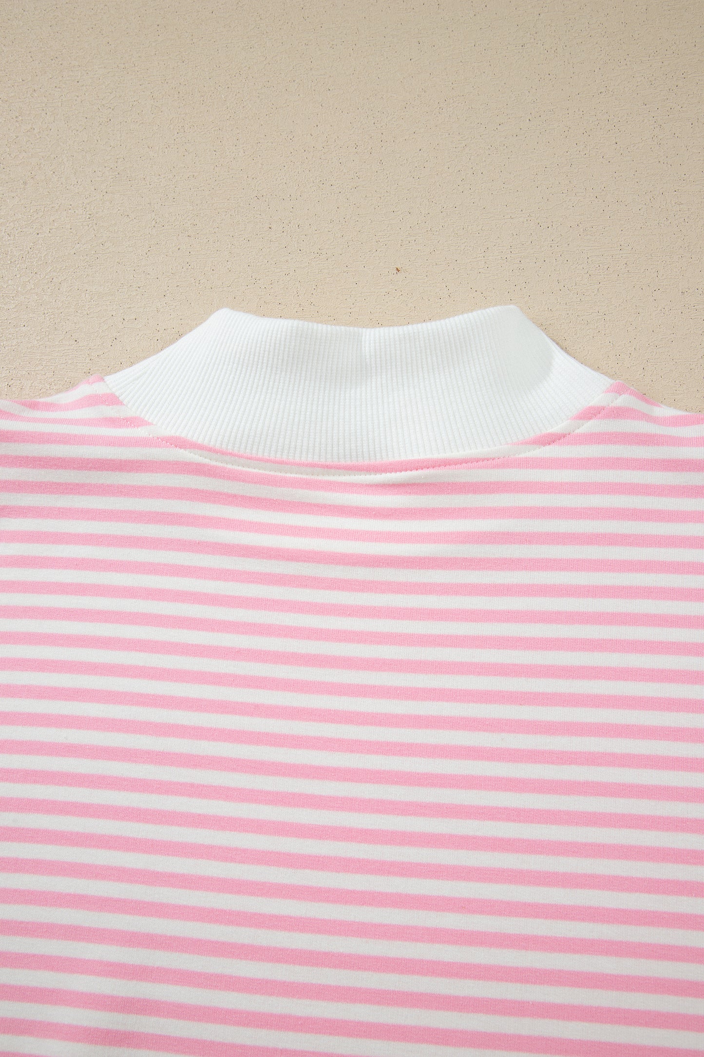 Pink Stripe Oversized Mock Neck Sweatshirt Shorts Set
