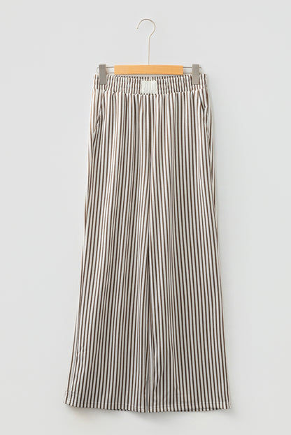 Stripe Elastic Waist Wide Leg Lounge Pants