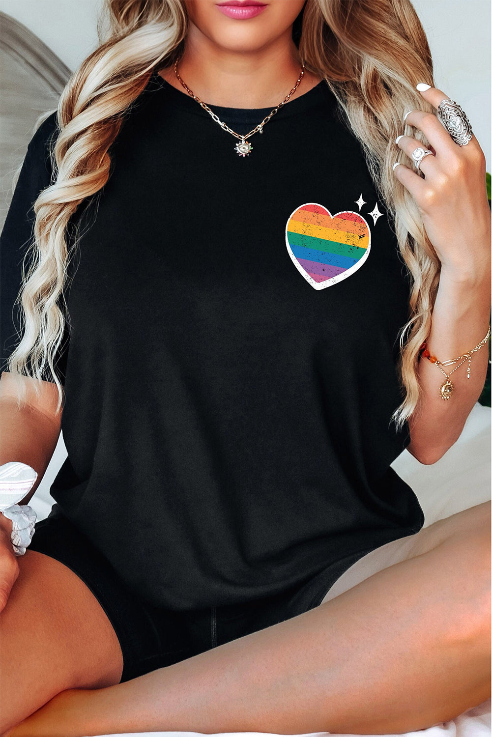 In My Pride Era Rainbow Heart Graphic Cotton Blend Tee