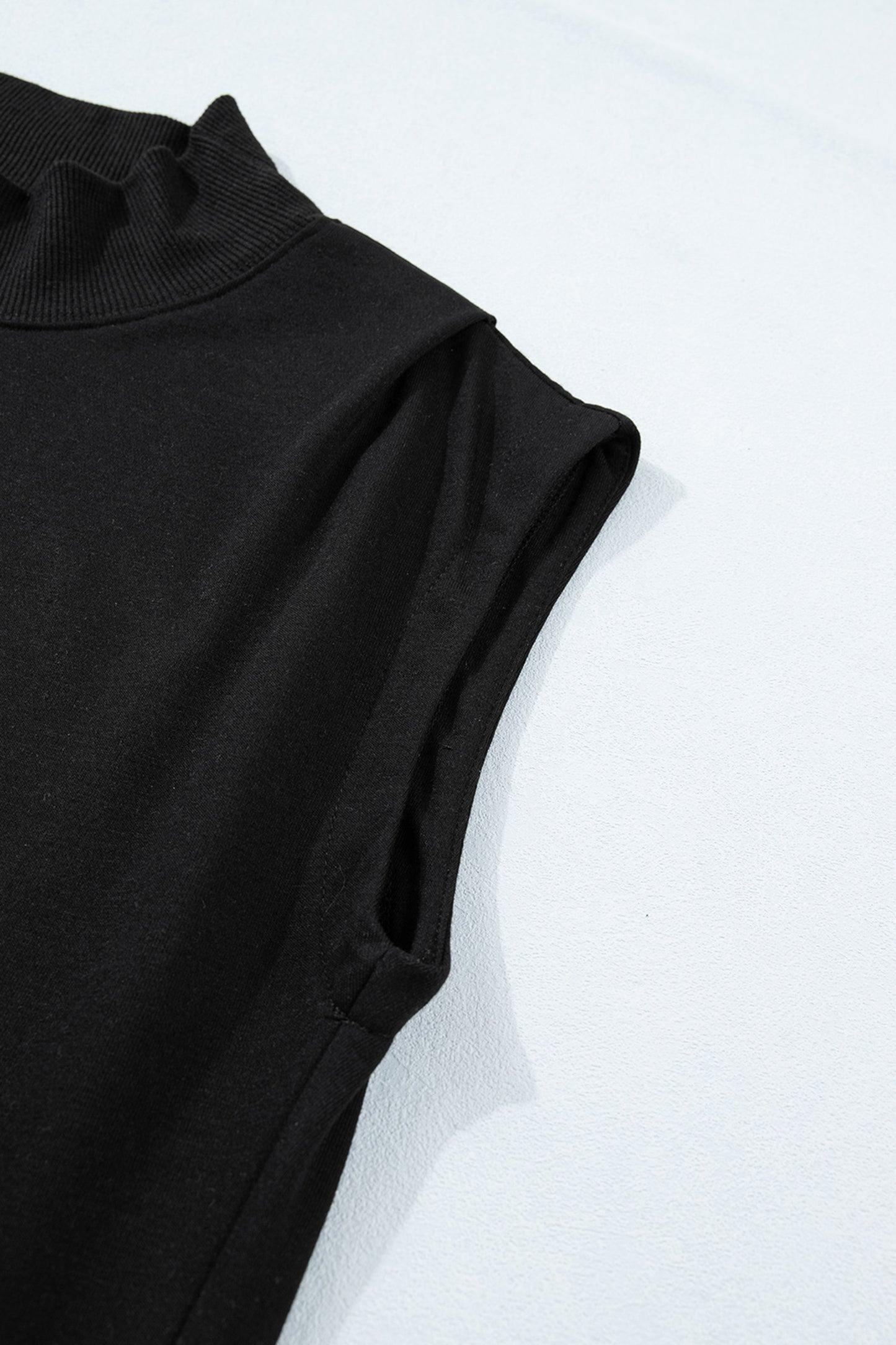 High Neck Cap Sleeve Loose Casual Top